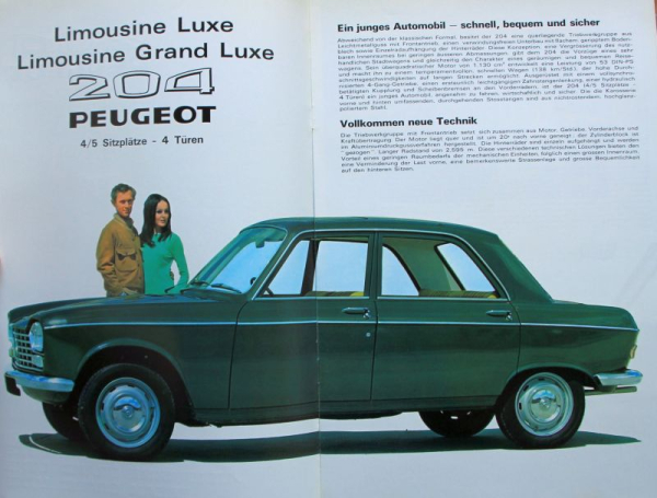 Peugeot 204 Limousine Break Grand Luxe Modelprogram 1968 Carbrochure (10351)